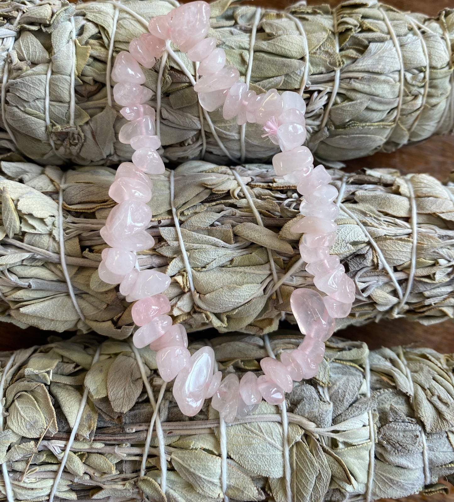 Rose quartz chip bracelet