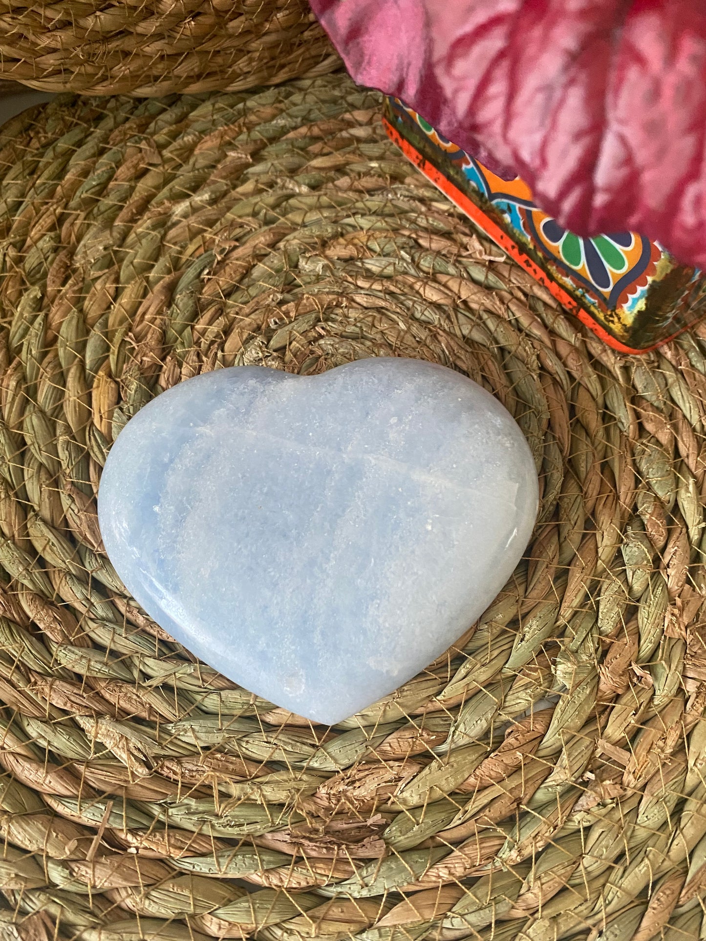 Blue calcite heart
