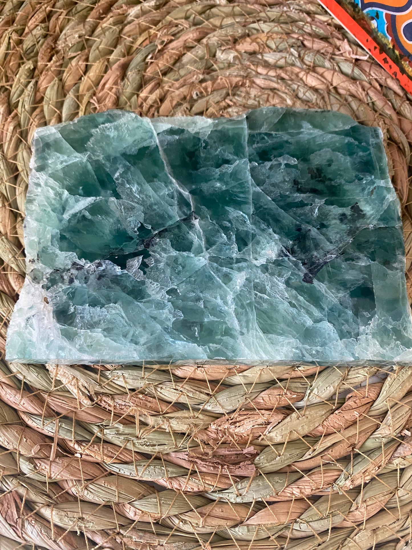 Green fluorite slab