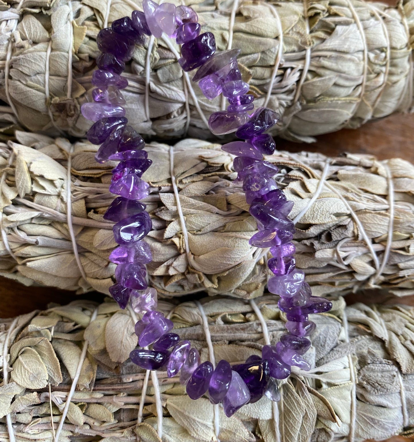 Amethyst chip bracelet