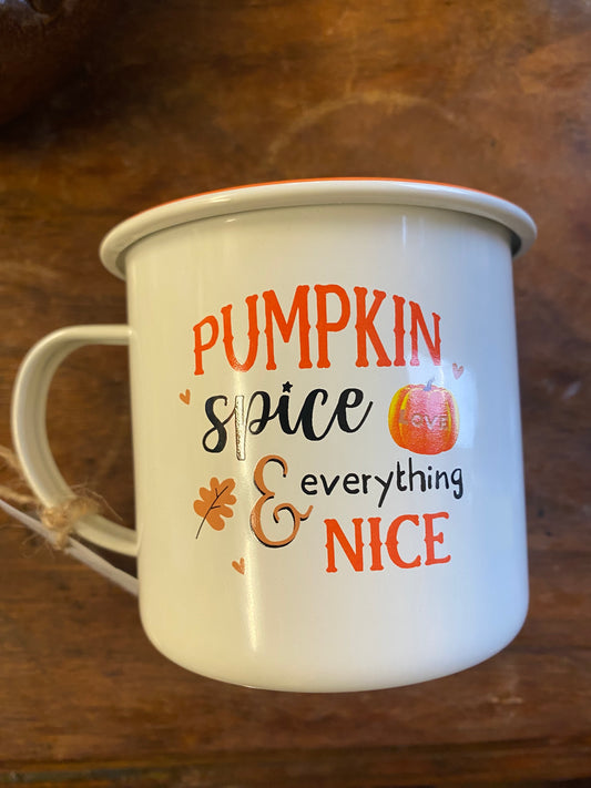Pumpkin spice and everything nice enamel mug