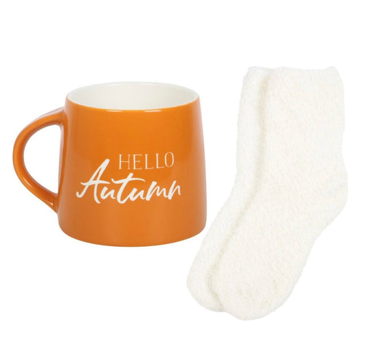 Hello autumn mug and sock set