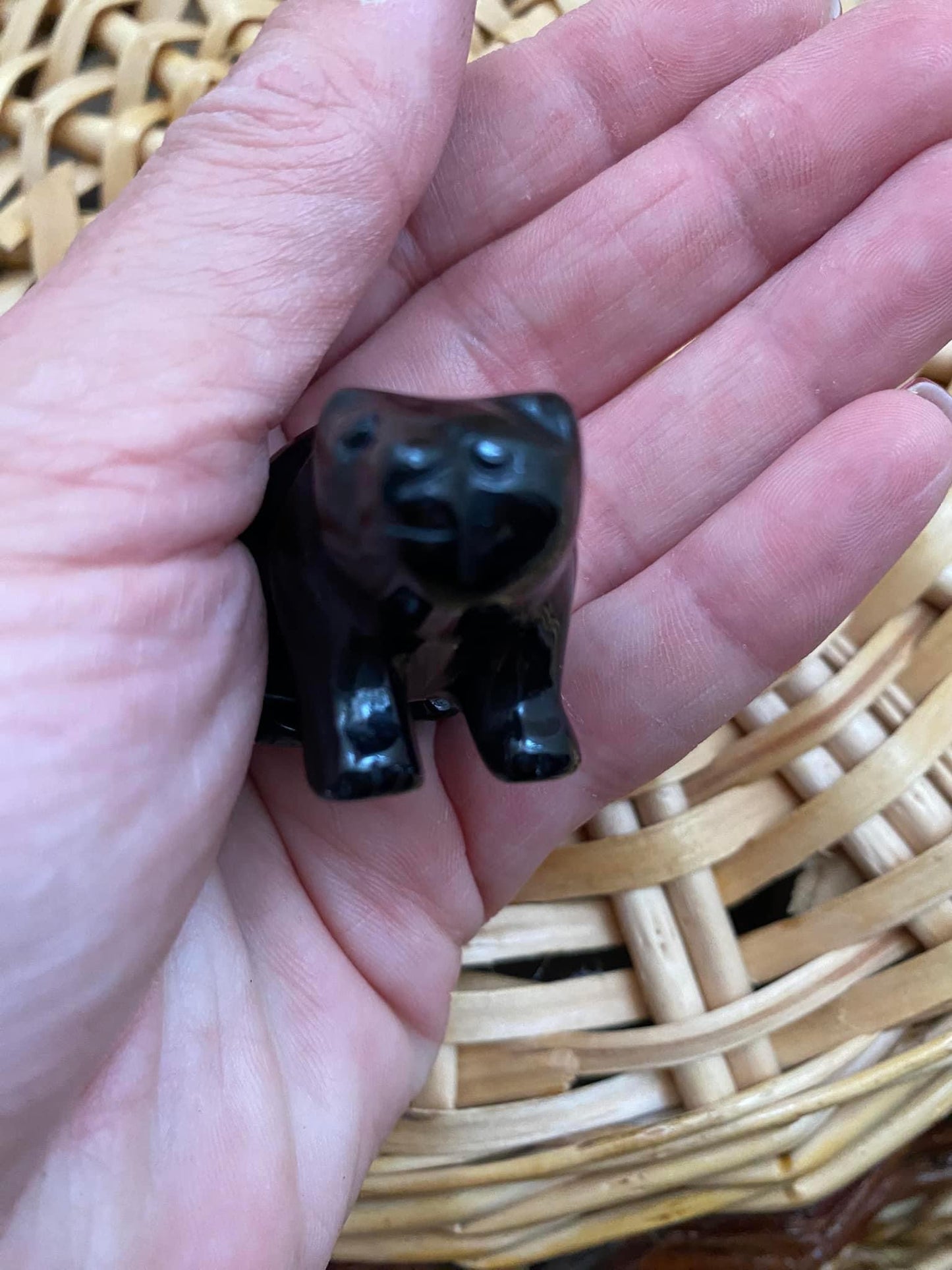 Carved obsidian bear